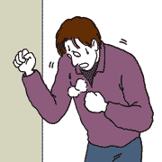 息切れをして、苦しそうな図