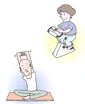 イラスト:運動は医師の指示に従って