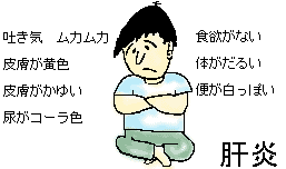 イラスト：肝炎の諸症状