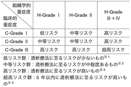 IgA腎症患者の透析導入リスクの層別化(IgA腎症診療ガイドライン2014)