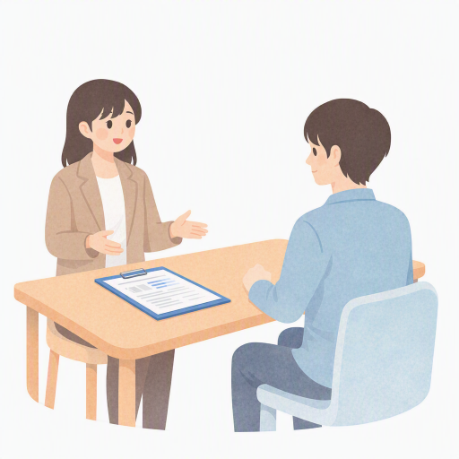 患者さんに説明している